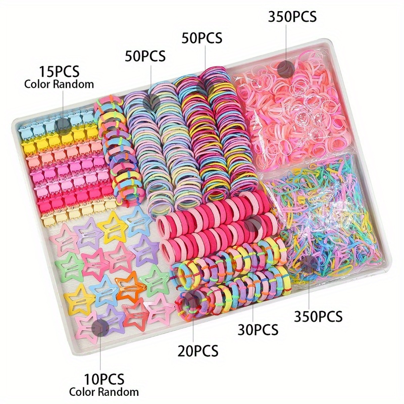 

830/875 Pcs Colorful Stretchy Hair Scrunchies With Stars And Flowers For Girls, 15+ Years Old Christmas Gift