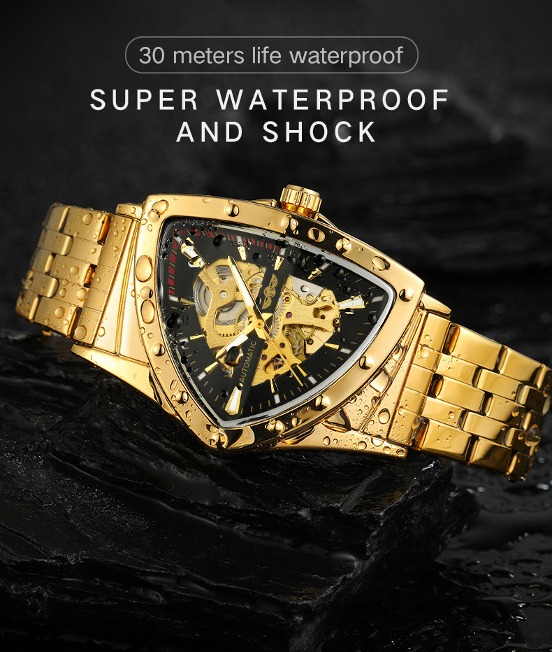 1pc mens   skeleton automatic watch mechanical self winding stainless steel sports wristwatch with   hands silicone strap no battery required details 7