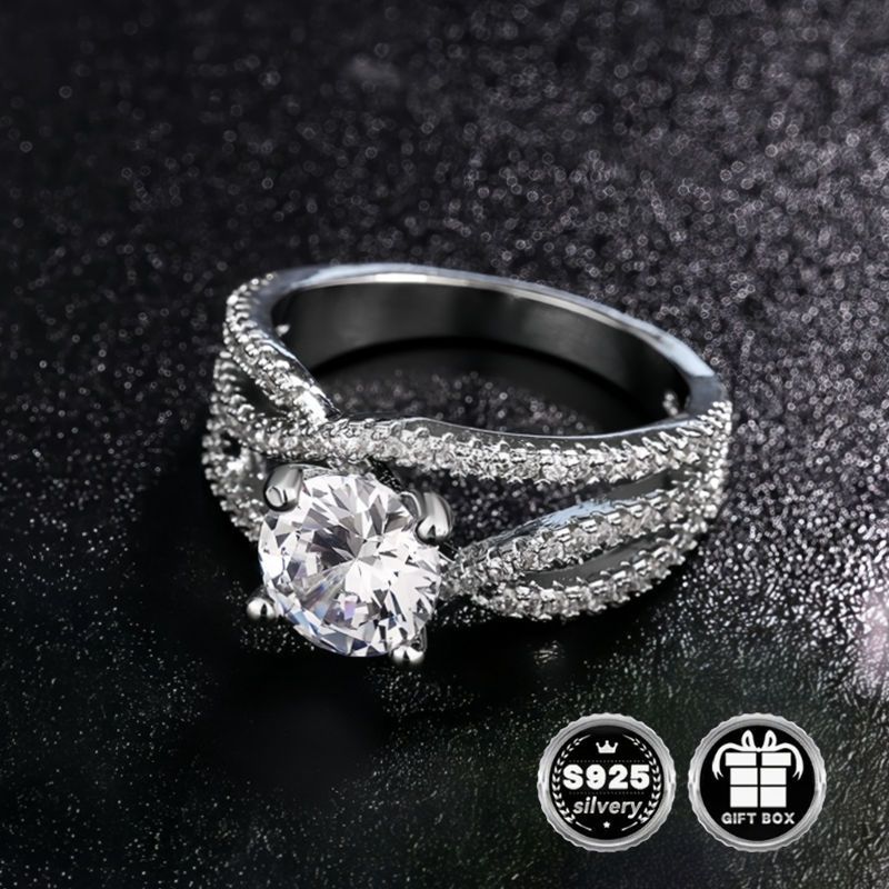 valentines day 925 sterling silver   band luxury twist shank engagement ring with natural zirconia high quality jewelry for daily and party wear sexy elegant plated silver accessory details 3