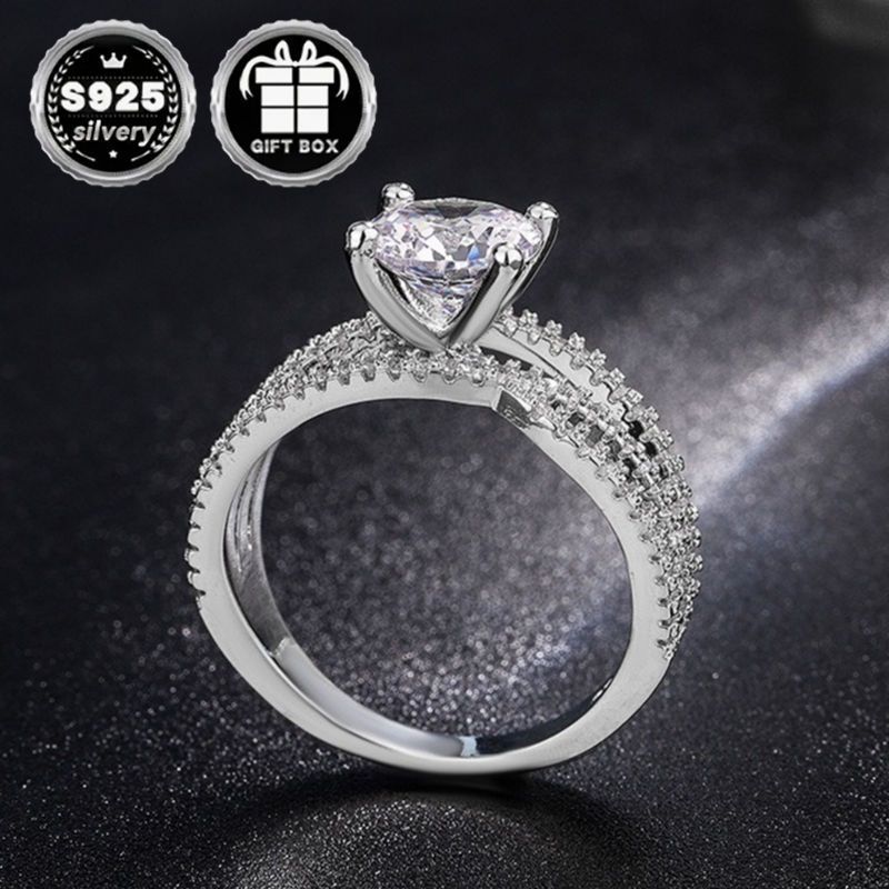 valentines day 925 sterling silver   band luxury twist shank engagement ring with natural zirconia high quality jewelry for daily and party wear sexy elegant plated silver accessory details 4