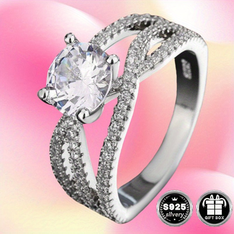 valentines day 925 sterling silver   band luxury twist shank engagement ring with natural zirconia high quality jewelry for daily and party wear sexy elegant plated silver accessory details 5