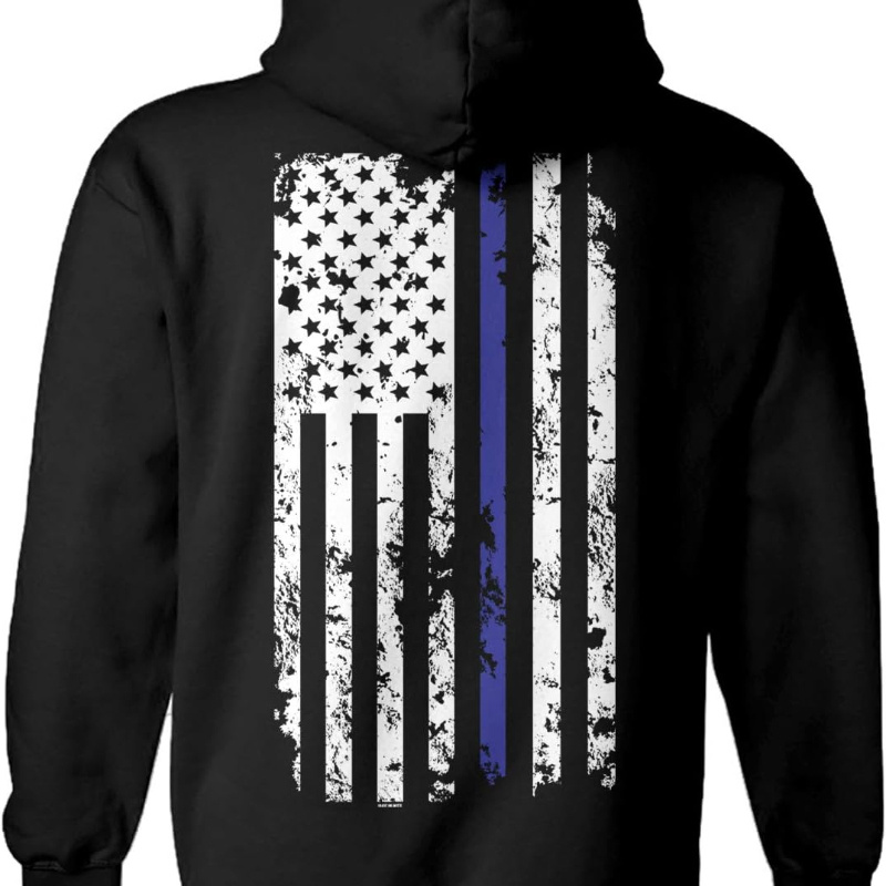 

American Flag Mens Hooded Sweatshirt - Pullover Hoodie- Print On Back - Fashionable Cut With Front Pouch Pocket, For