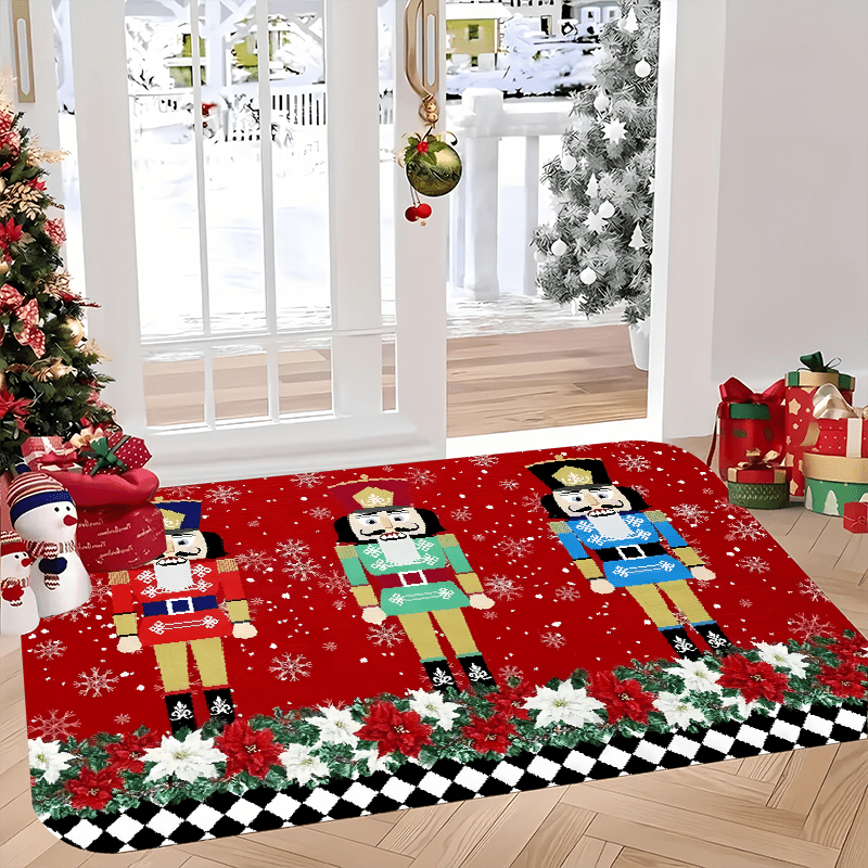 

1pc Christmas , Polyester Mat, , Low , , -static, Rectangular Mat For , , Bathroom, , - 1.2cm , Decor