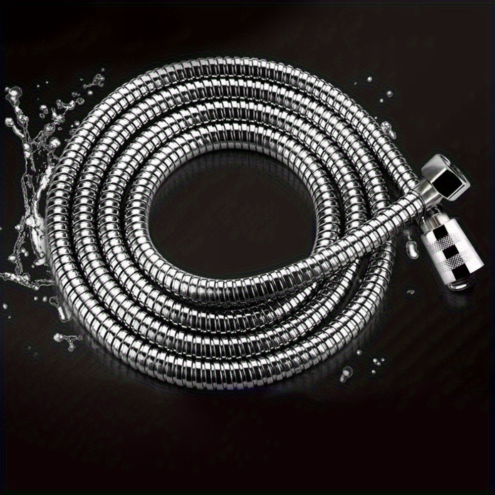 

1pc 2m Stainless Steel Flexible Shower Hose, Heavy-duty 8.82lb Water Pressure Resistant Bathroom Shower Extension Pipe With Fittings, Accessories