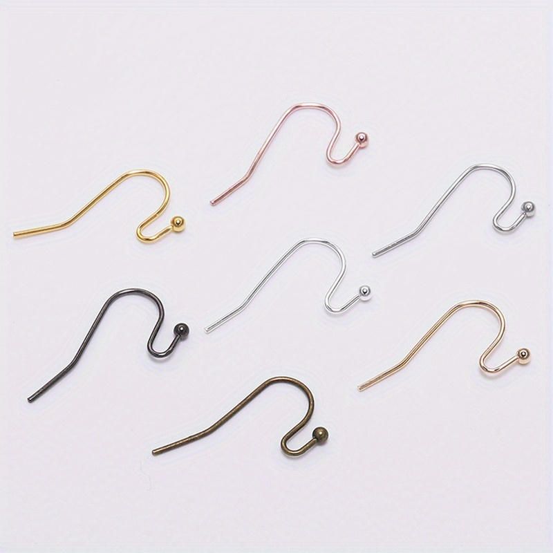 

100pcs/pack 21x16mm Round Bead Head Earring Hook Bend Ear Hook Earring Clasp For Making Headphone Cable Accessories