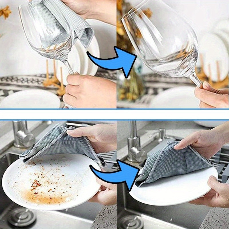 5pcs   scale glass wiping cloths   lint free reusable cleaning towels for sparkling windows mirrors screens dishes ideal for kitchen bathroom living room kitchen towels details 2