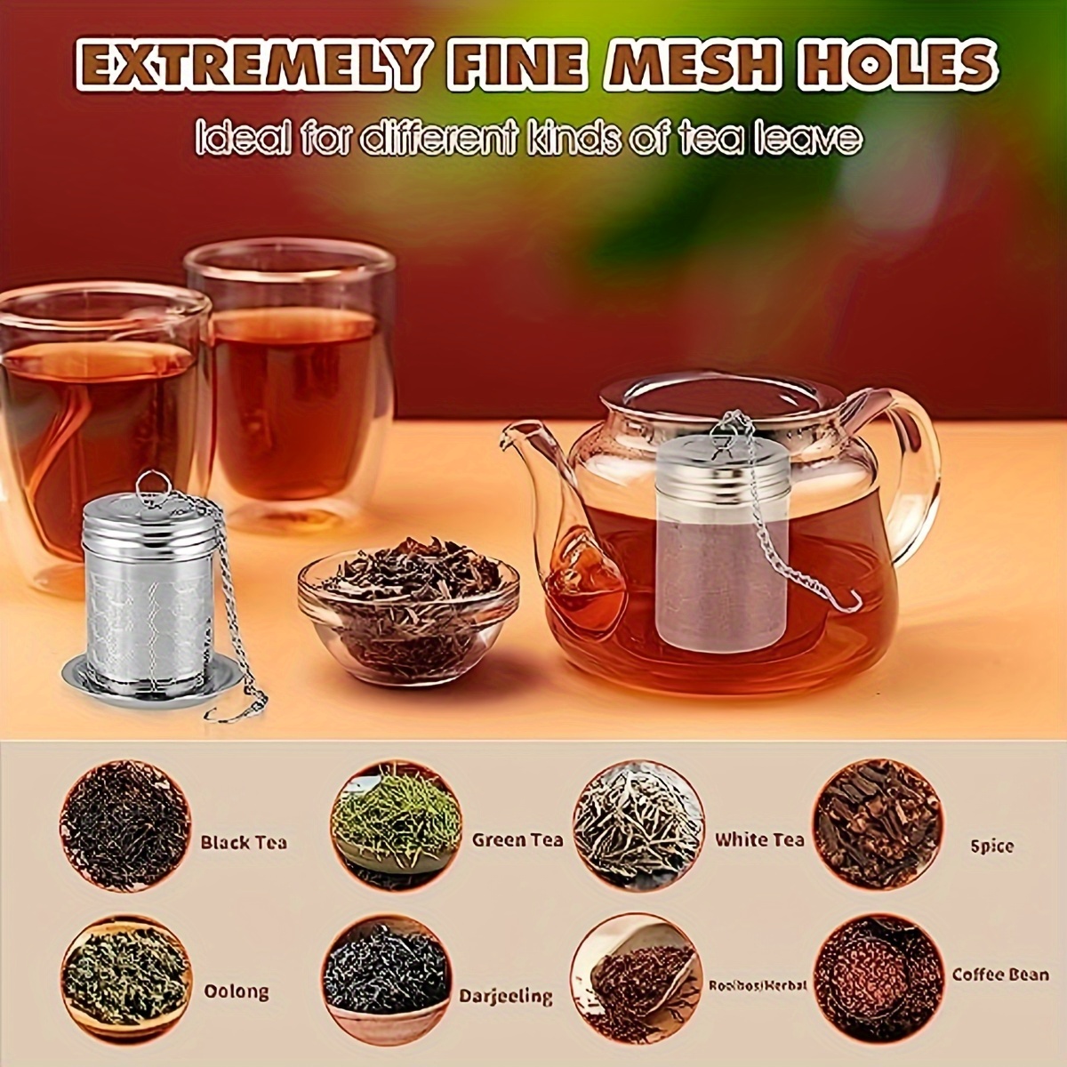 

Stainless Steel Tea Strainer With Extremely Fine Mesh, 304 Stainless Steel Strainer For Black, Green, White, Herbal Teas - , Easy To Clean,