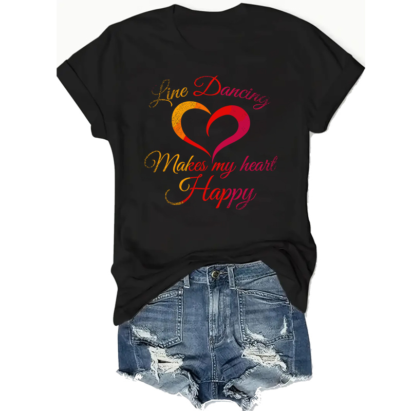 

Dancing Makes " - Plus Size Women' T- | , Tee Letter | | Washable