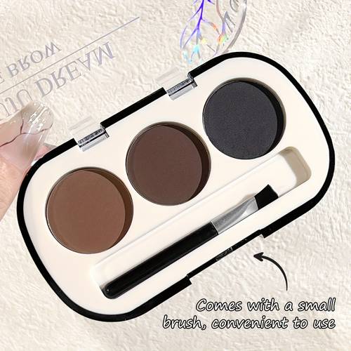 3 color eyebrow powder tray matte natural three dimensional wild long lasting anti bleaching eyebrow powder eyeshadow waterproof anti sweat and anti smudge eye makeup