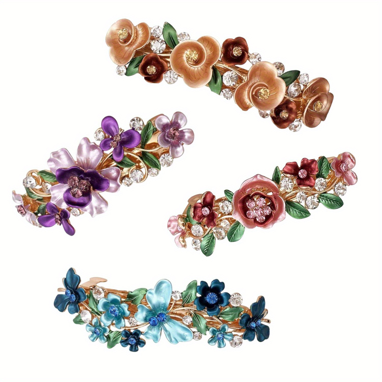 TEMU 4 Vintage Decorative Flowers, Design Metallic Hair Clips, Women's Hair Decoration Hair Clasps For Women's Hair Accessories