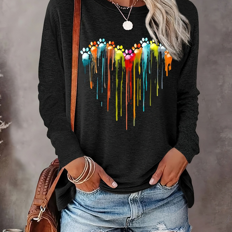 

Women's T-shirt - Comfy Long Sleeve Crew Neck - Spring & Fall Casual Wear