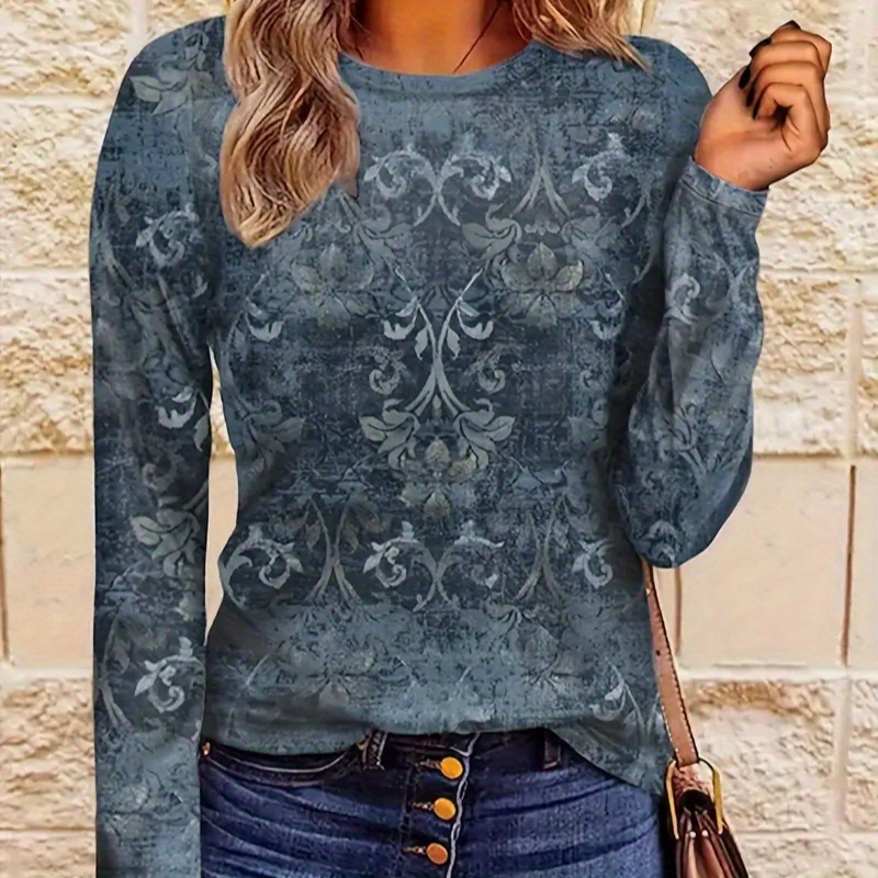 

Women's T-shirt - Comfy Long Sleeve Crew Neck - Spring & Fall Casual Wear