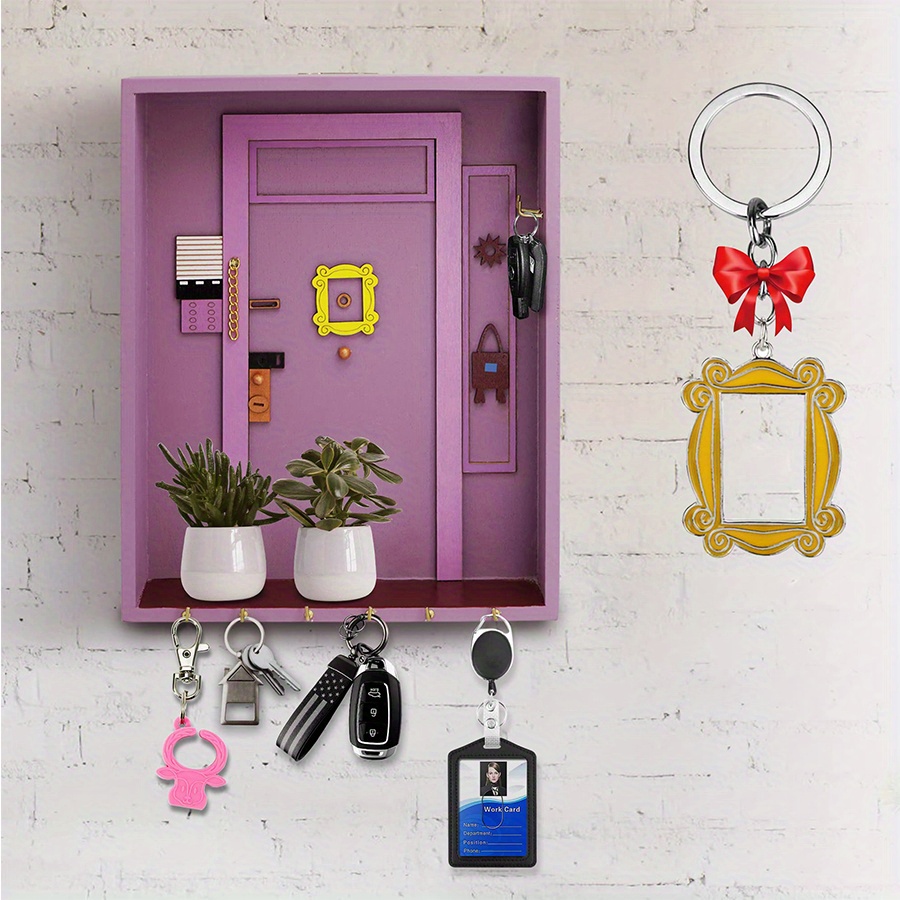 

1pc Classic Wooden Friends-inspired Key Holder, Door , Handcrafted Purple Wall-mounted Keychain Organizer, Vintage Home Decor With Letter Storage, Ideal Gift For Tv Show Fans