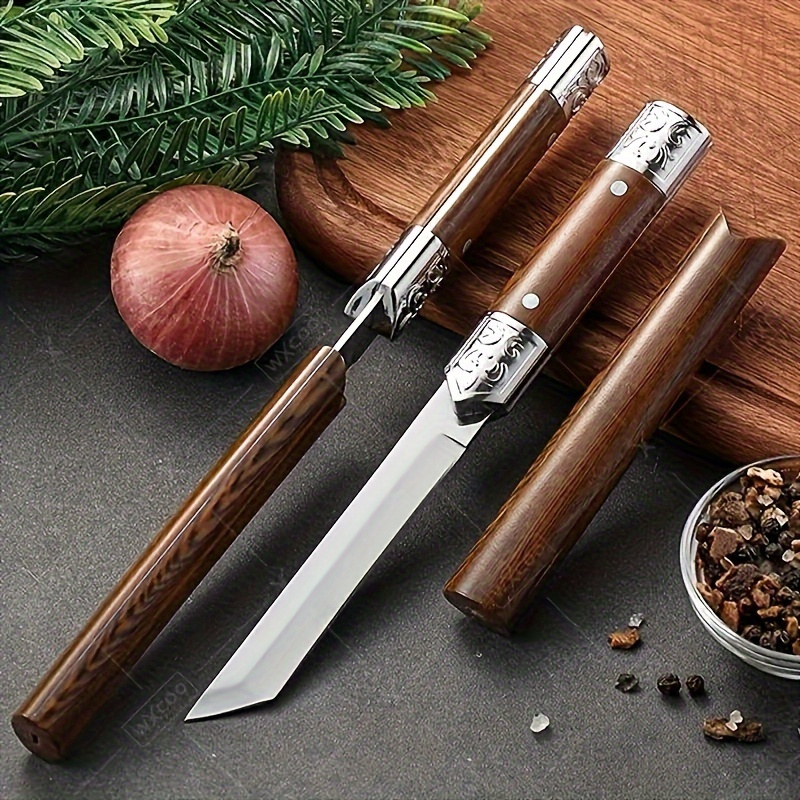 

2 Stainless Steel Outdoor Knives Set: Professional Meat Cutter, Fruit Peeler, Mini Utility Knife, Portable Camping Knife, Vegetable Knife With Multiple Functions