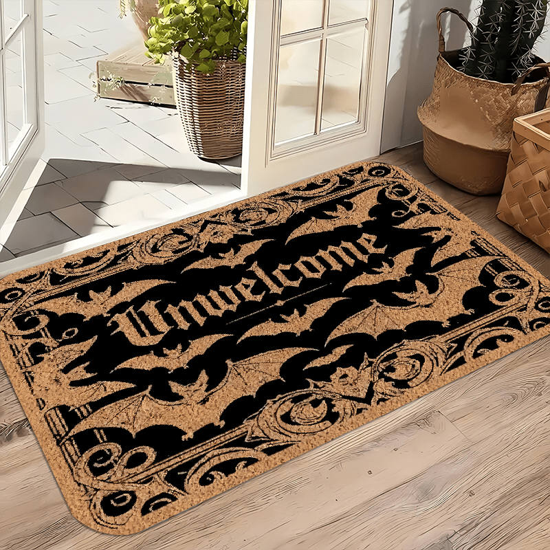TEMU 1pc Bat Welcome Door Mat - Indoor & Outdoor Cozy Rugs, Suitable For Kitchen, Home, Office, Laundry Room, Bathroom, Decor, Room Decoration,