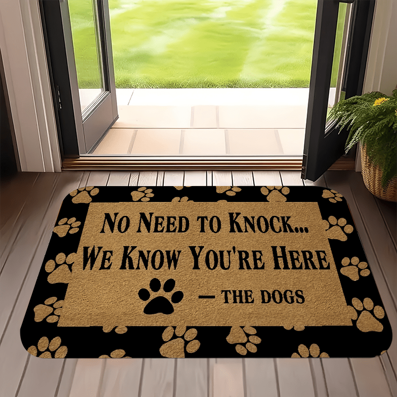 TEMU 1pc Dog Footprints Fun Slogans Welcome Door Mat - Indoor & Outdoor Comfortable Rugs, For Kitchen, Home, Office, Laundry Room, Bathroom Rugs,