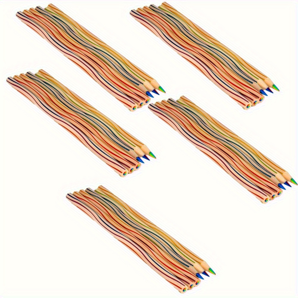 TEMU 30pcs Rainbow Pencils, 7-color Wooden Colored Pencils For Drawing Sketching Birthday Classroom Gifts Art Supplies