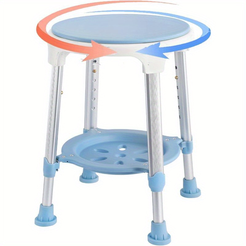 E-shop 360° Drehbarer Badesitz mit Höhenverstellung 42-54cm, Rutschfest und Regal für Senioren und Menschen mit Behinderung