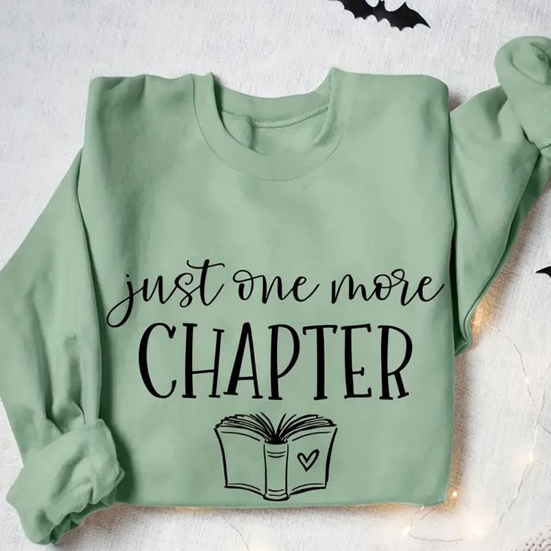 

Book Letter Print Sweatshirt, Crew Neck Casual Sweatshirt For Winter & Fall, Women's Clothing