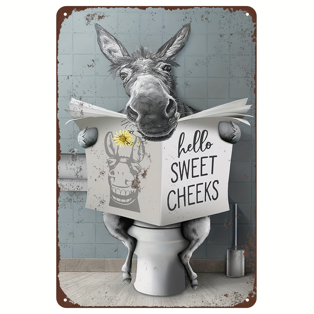 TEMU 1pc Bathroom Decorative Sitting In Metal Plaque 8x12 Decorative Bathroom