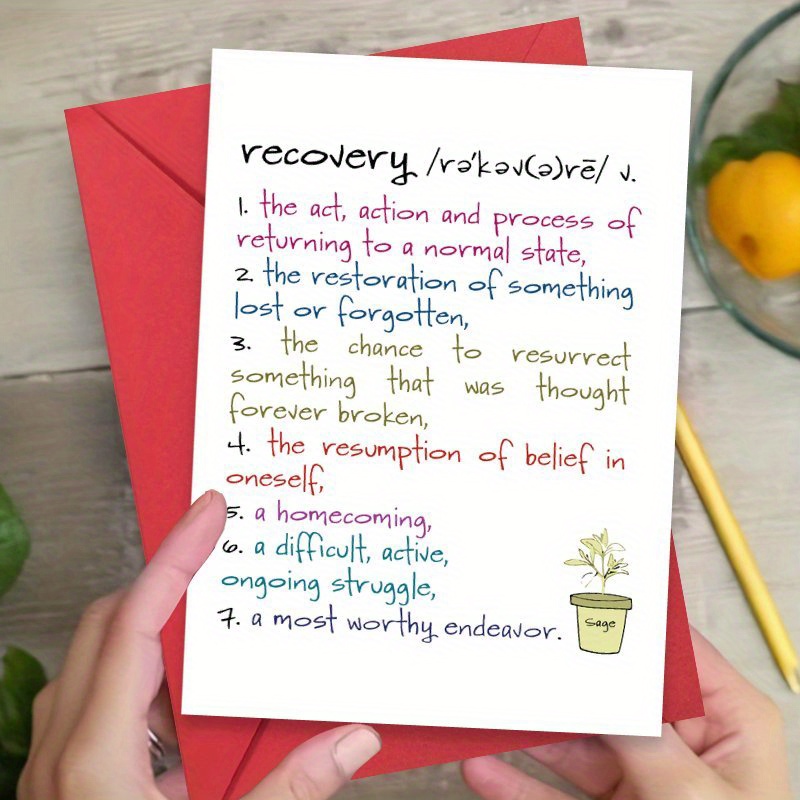 

1pc Sober Card, Sobriety Recovery & Support, Aa Greeting Card, Soberversary Anniversary Gift For , With Envelope