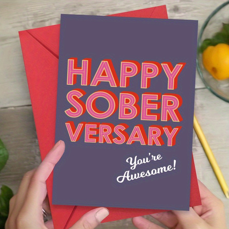 

Sober Celebration Greeting Card With Envelope - Sobriety Recovery & Support, Aa Anniversary Gift For