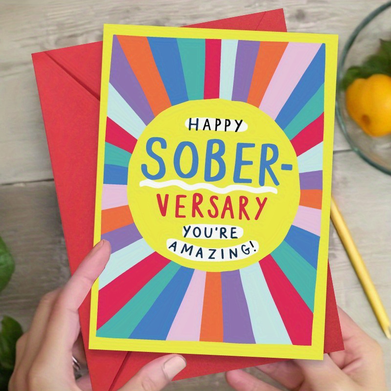 

Sober Celebration Greeting Card With Envelope - Sobriety Recovery & Support, Aa Anniversary Gift For