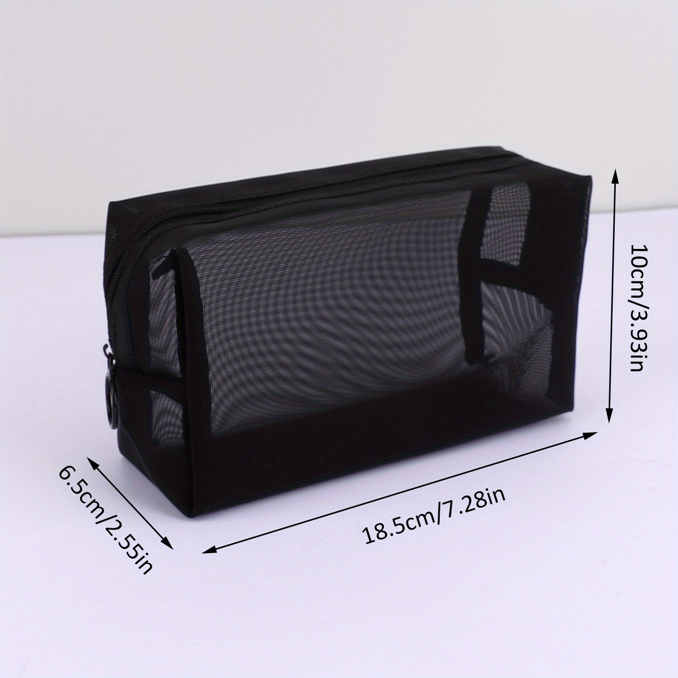 1pc Basic Nylon Mesh Toiletry Bag, Transparent Window, Hand Wash, Lightweight, Zipper Closure, Large Capacity Cosmetic Organizer