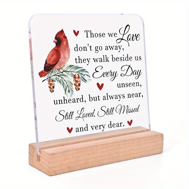 TEMU 1pc Red Memorial Acrylic Sign, Condolence For , Emotional Support Christmas & Thanksgiving Decor, Personalized Memory , Home & Kitchen Tabletop