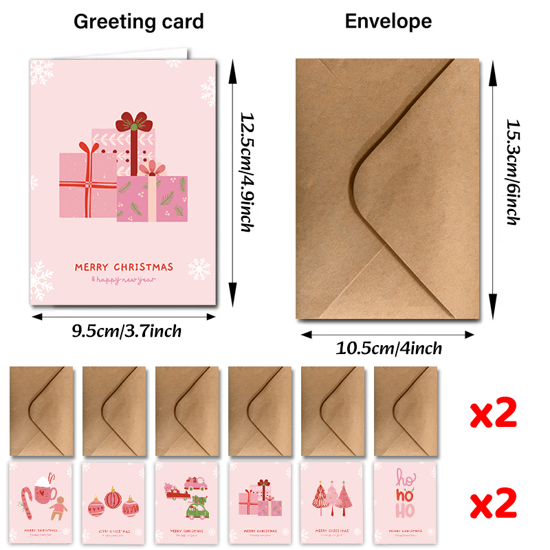 Image of 24pcs Merry Christmas Thank You Greeting Cards With Envelopes For Holiday Winter Parties, Lovely Christmas, Happy New Year 2025