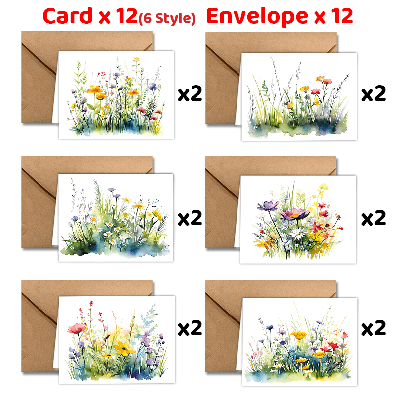 

24pcs Cartes de Vœux Assorties avec Enveloppes, Designs en Aquarelle de Fleurs , pour Toutes les - , , , Cartes de Vœux Pop-Up