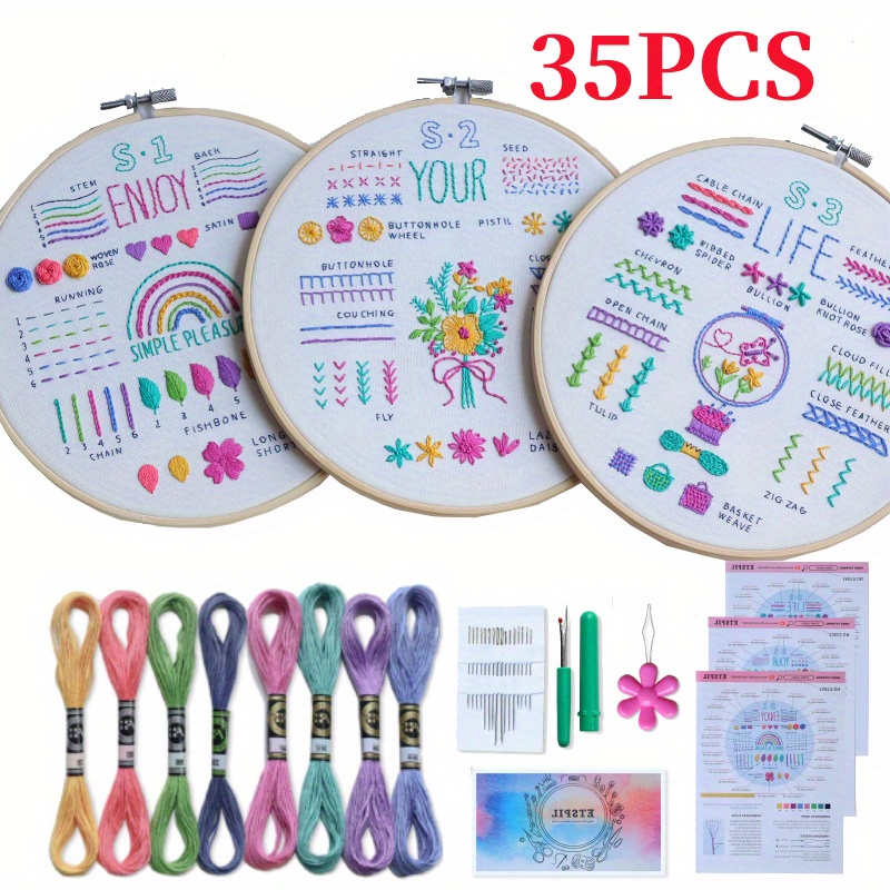 

35pcs Embroidery Kit For Beginner Adult, Diy Kit Lu Embroidery English , And Thread Embroidery , Containing The Corresponding All .