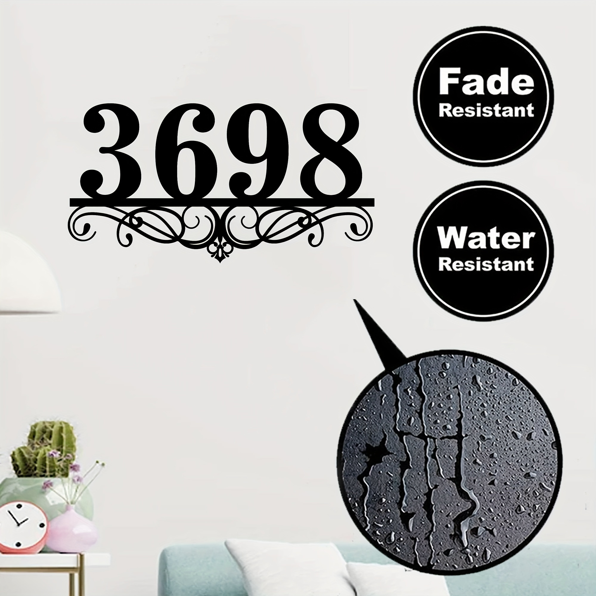 1pc customizable black   number sign weatherproof rust resistant   address plaque   lawn garden decor details 5