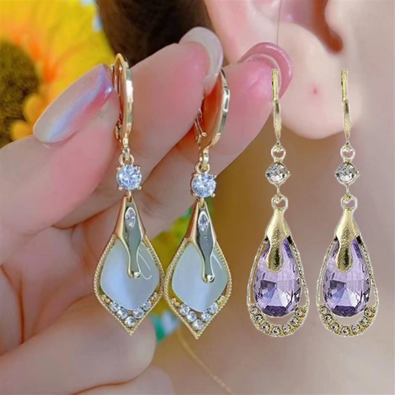 

And Elegant Drop Earrings In Of Water Drop, Alloy With Rhinestones Design Sparkling Earrings, Suitable For Daily, Party And Wear, Holiday Gift For Women, Birthday Gift