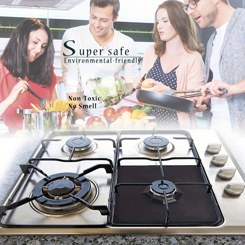 4pcs reusable stovetop burner covers non fireproof heat resistant oil proof   easy to   stove protectors multi layer design no electricity needed details 8