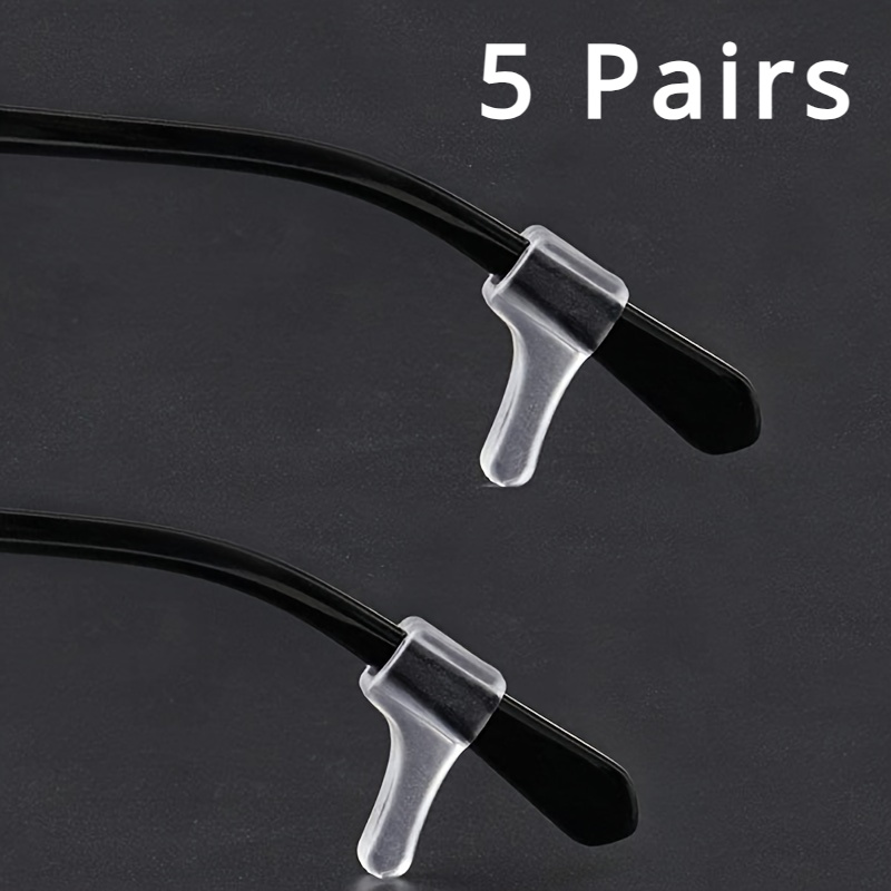 5 Pairs Anti-slip Eyeglass Temple Tips - Transparent, Fit For Sports & Casual Attire