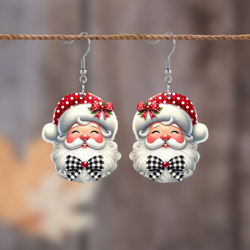 

Santa Claus & Bow Tie Acrylic Earrings - Perfect Christmas Gift For Her, Stainless Steel Posts, Cute &