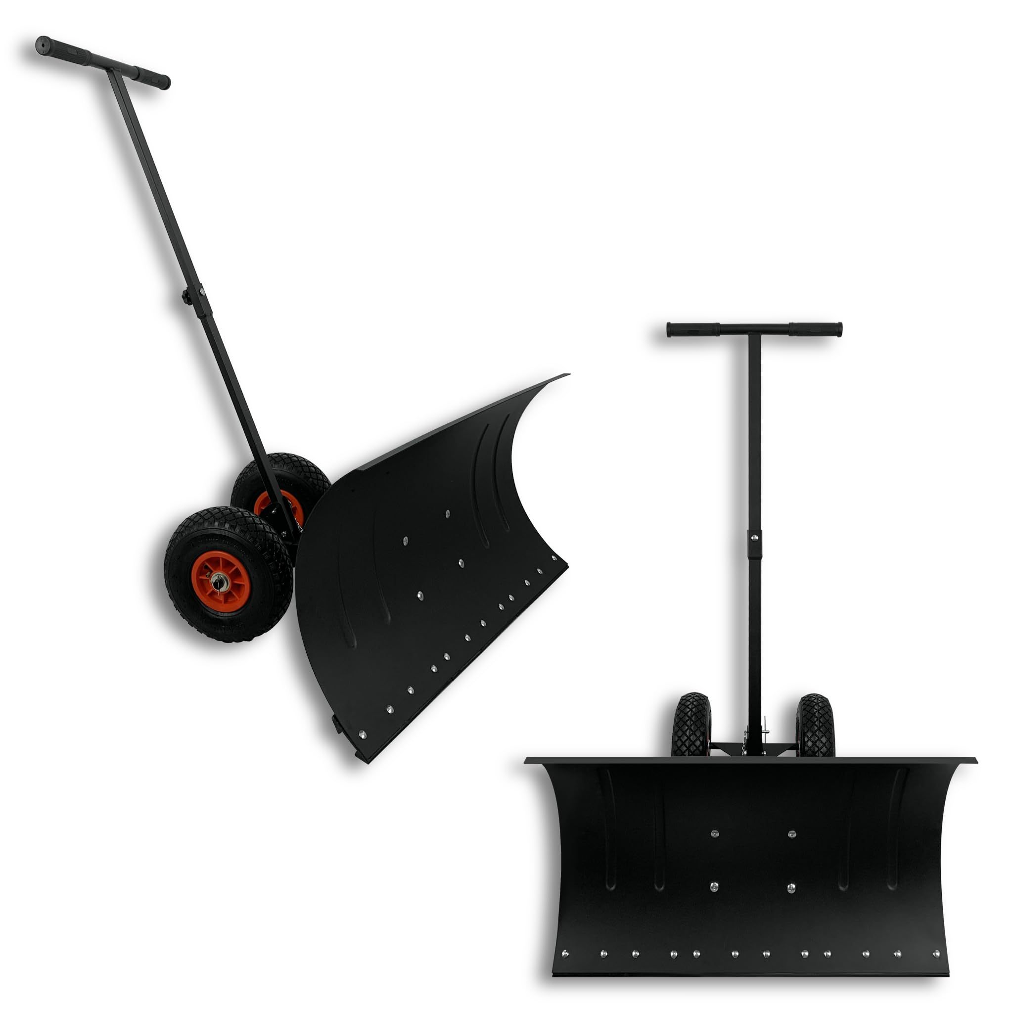 TEMU Snow Shovel With 25cm Pneumatic Tyres Snow Shovel With 5-position Height Adjustment Steerable Snow For Convenient Snow Clearing On Driveways And