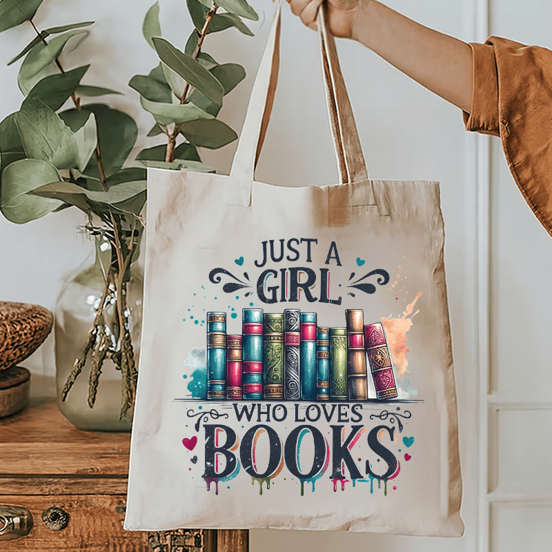 

Canvas Tote Bag For Women With " Who Books" Slogan - Casual Shoulder Bag With Machine Washable No-closure Design