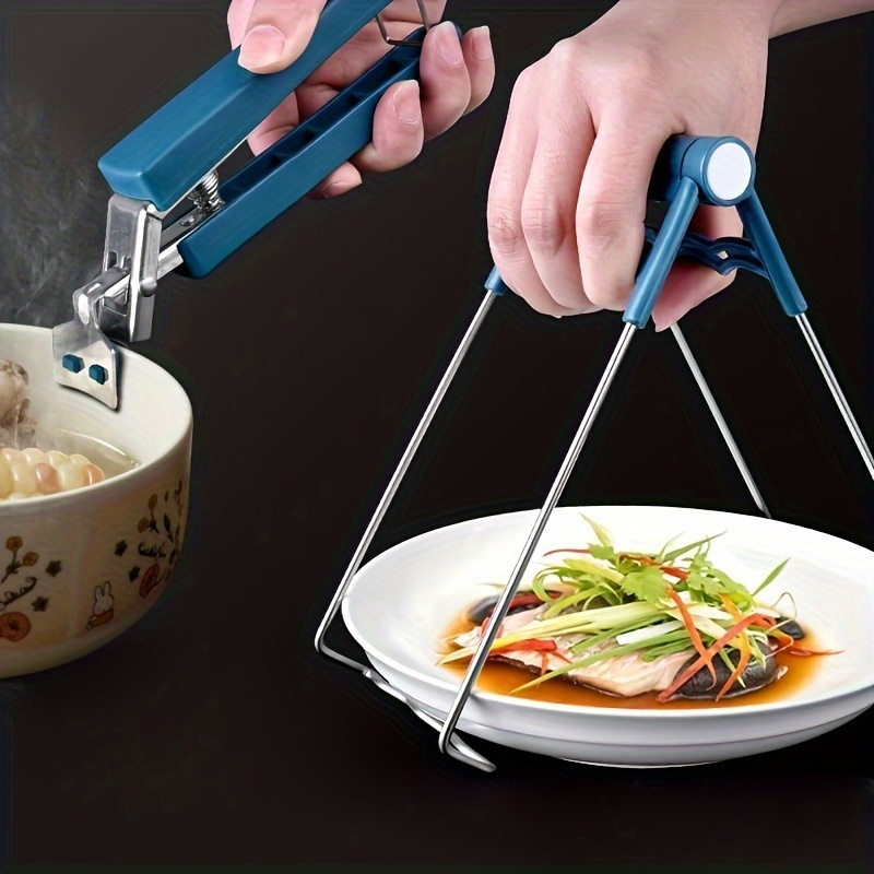 

2pcs Stainless Steel Plate Lifters - Heat-resistant Kitchen Tongs For Bbq, & Oven Use - Cooking Gripper Tool Set