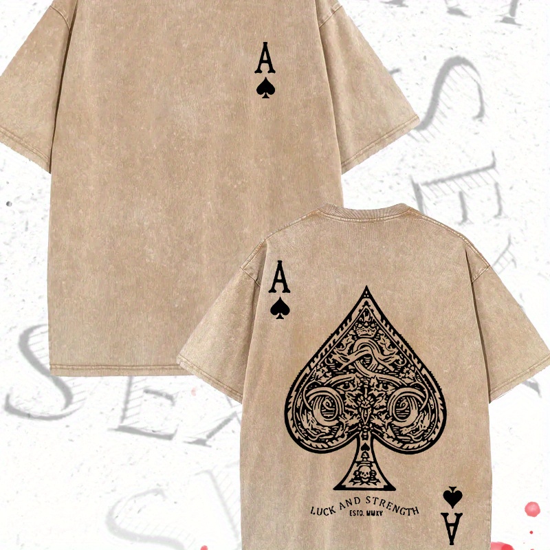 

Spades A, Luck And Strength, Men's 230 High-quality Batik Pure Cotton Retro Fashion -shirt, Short-sleeved Round Neck T-shirt, A Thickness Suitable For Wearing T-shirts In Summer.