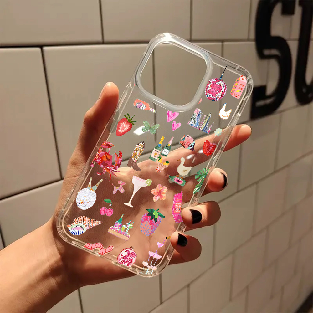 TEMU Strawberries Phone For 11 Xr 13 15 14 12 Clear Christmas