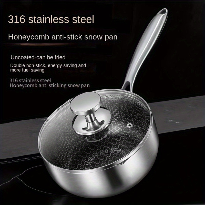 1pc   steel saucepan stainless steel saucepan 316 grade honeycomb non stick anti stick snow pan small soup pot for baby food stew fried noodles with lid and measuring ladle details 0