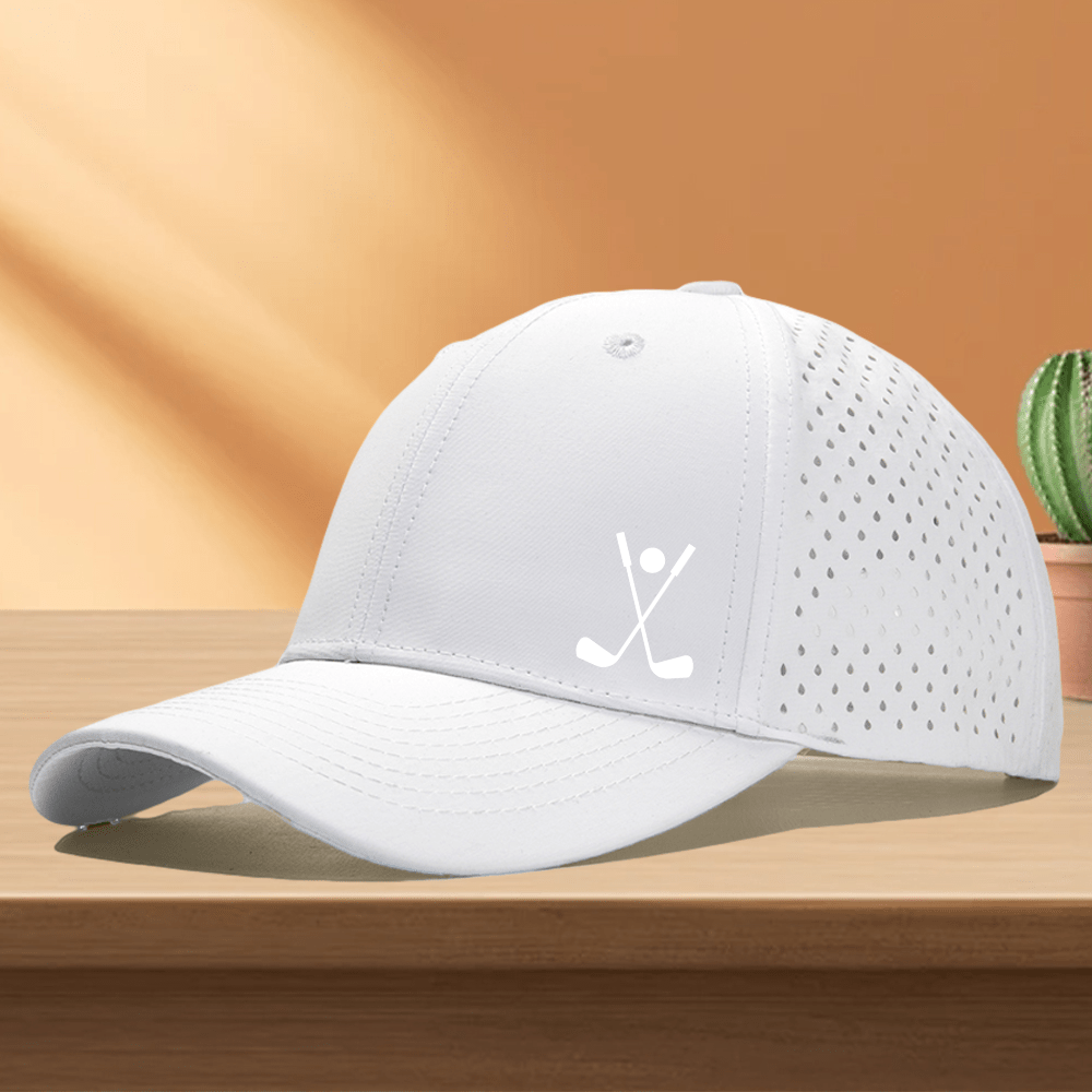 Image of 1pcs Quick Dry Golf Cap With Hole Perforated Mesh, "mixed Golf Scarf" Pattern Printing Trucker Hat In 10 Colors