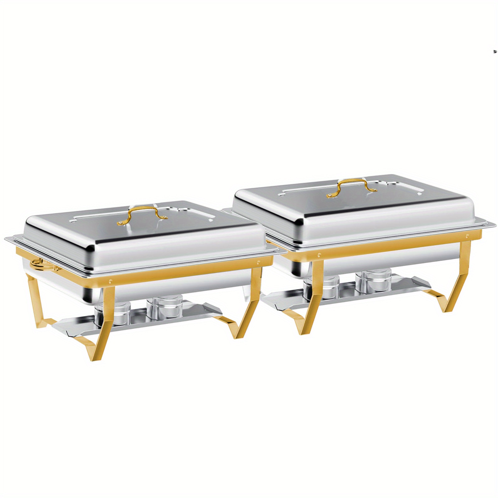Image of 1/ 2 Pack 8qt Chafing Dish Buffet Set Stainless Steel Food Warmer Chafer Complete Set, Chafing For Party Catering, All Hallows' Day, For Cooking ( For Cooking)