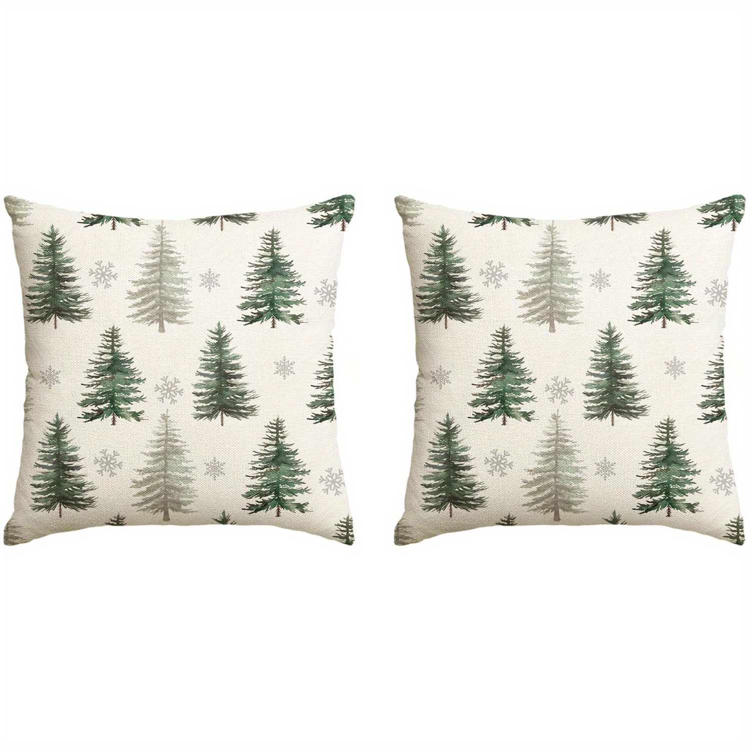 

2pcs Housses de Coussin pour Noël, 18x18 Pouces - Design Sapin Blanc & Vert , Fermeture Éclair, Lavables en Machine pour Décoration de Salon, Chambre et Canapé