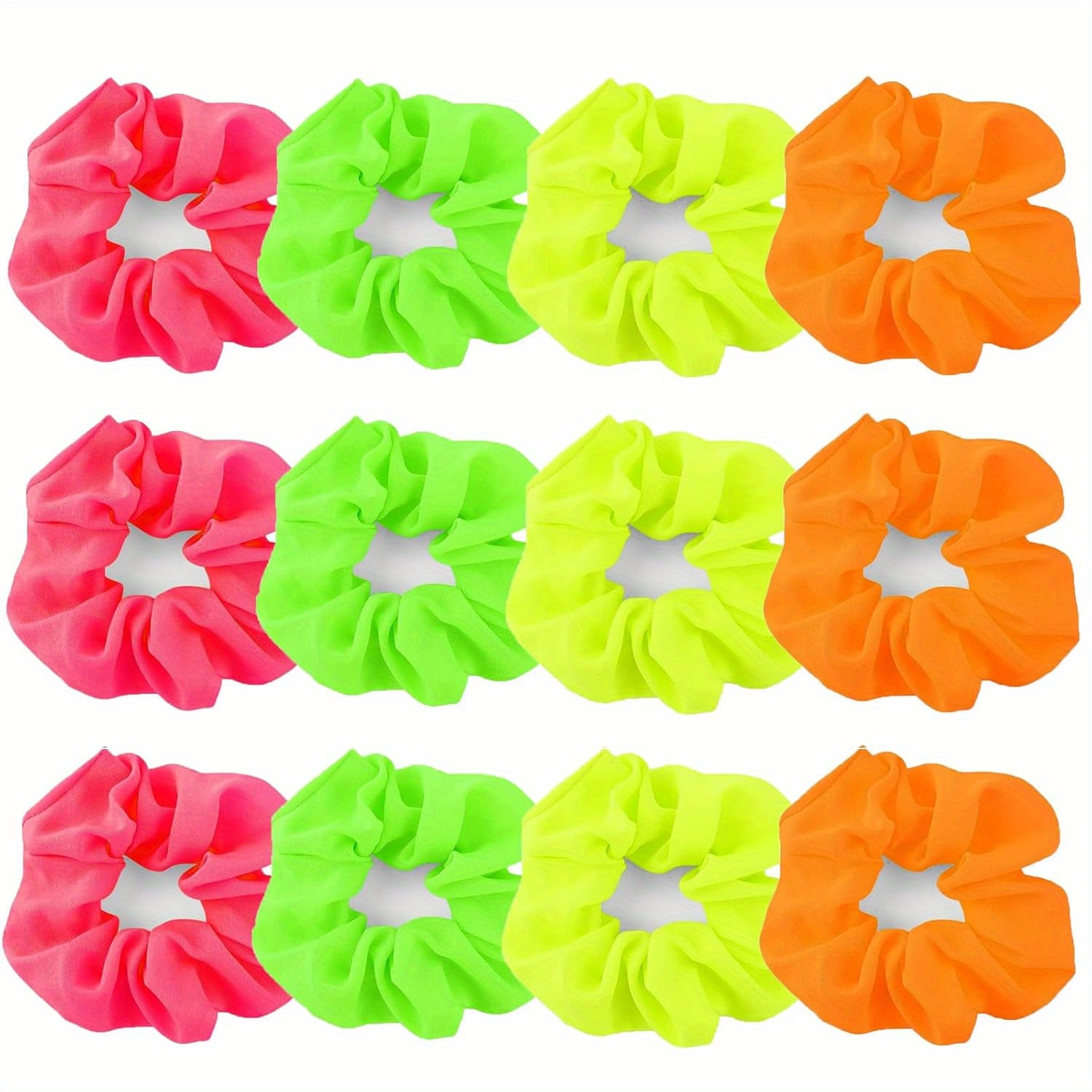 

Hair Bundle, 12pcs Neon Solid Color Hair Bands Ponytail Hair Bundle For Women Hair Accessories, 80'', Yellow, Green, Pink, Orange