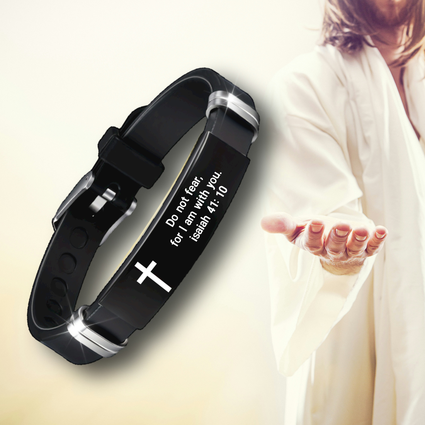 2pcs Adjustable Bible Silicone Bracelet Set