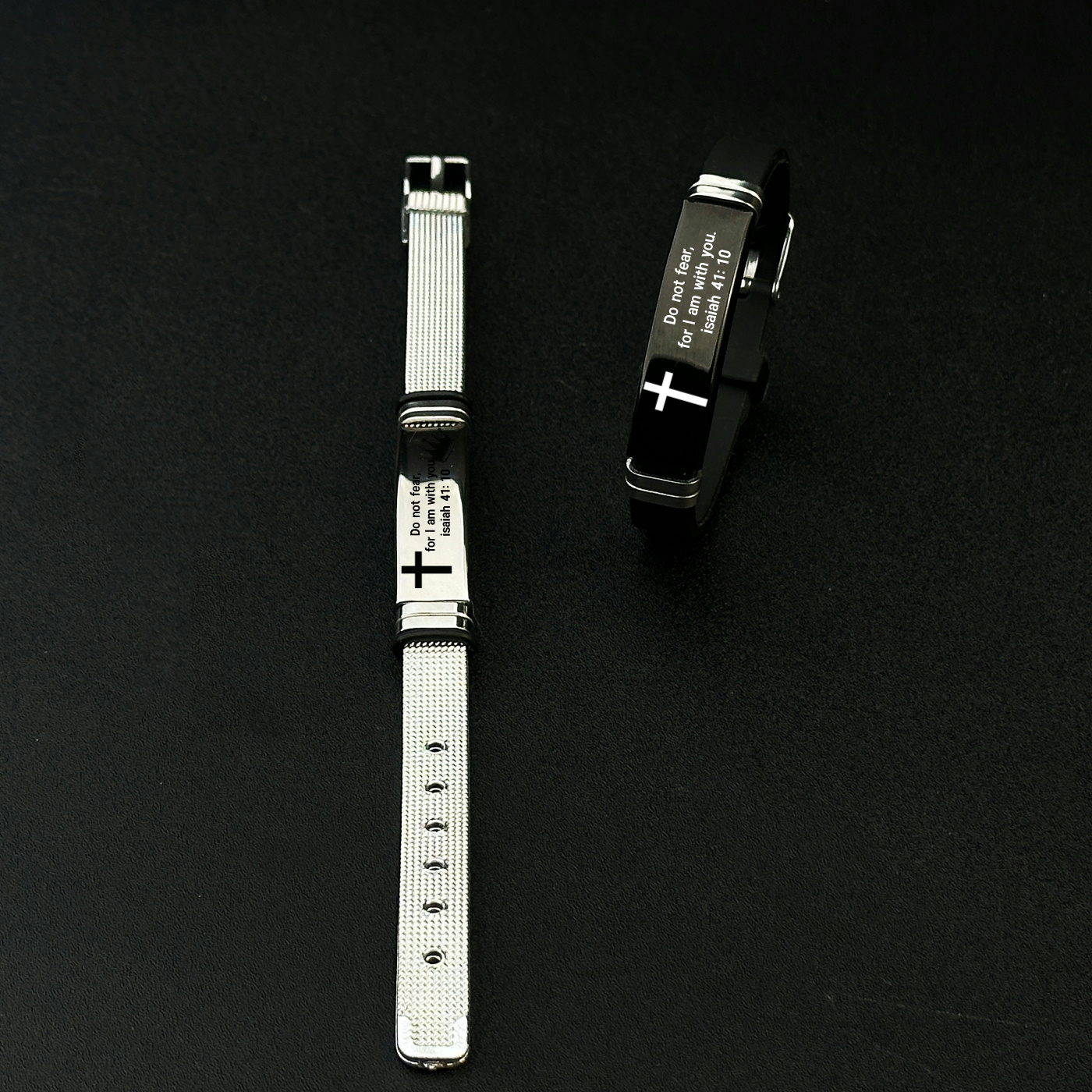 2pcs Adjustable Bible Silicone Bracelet Set