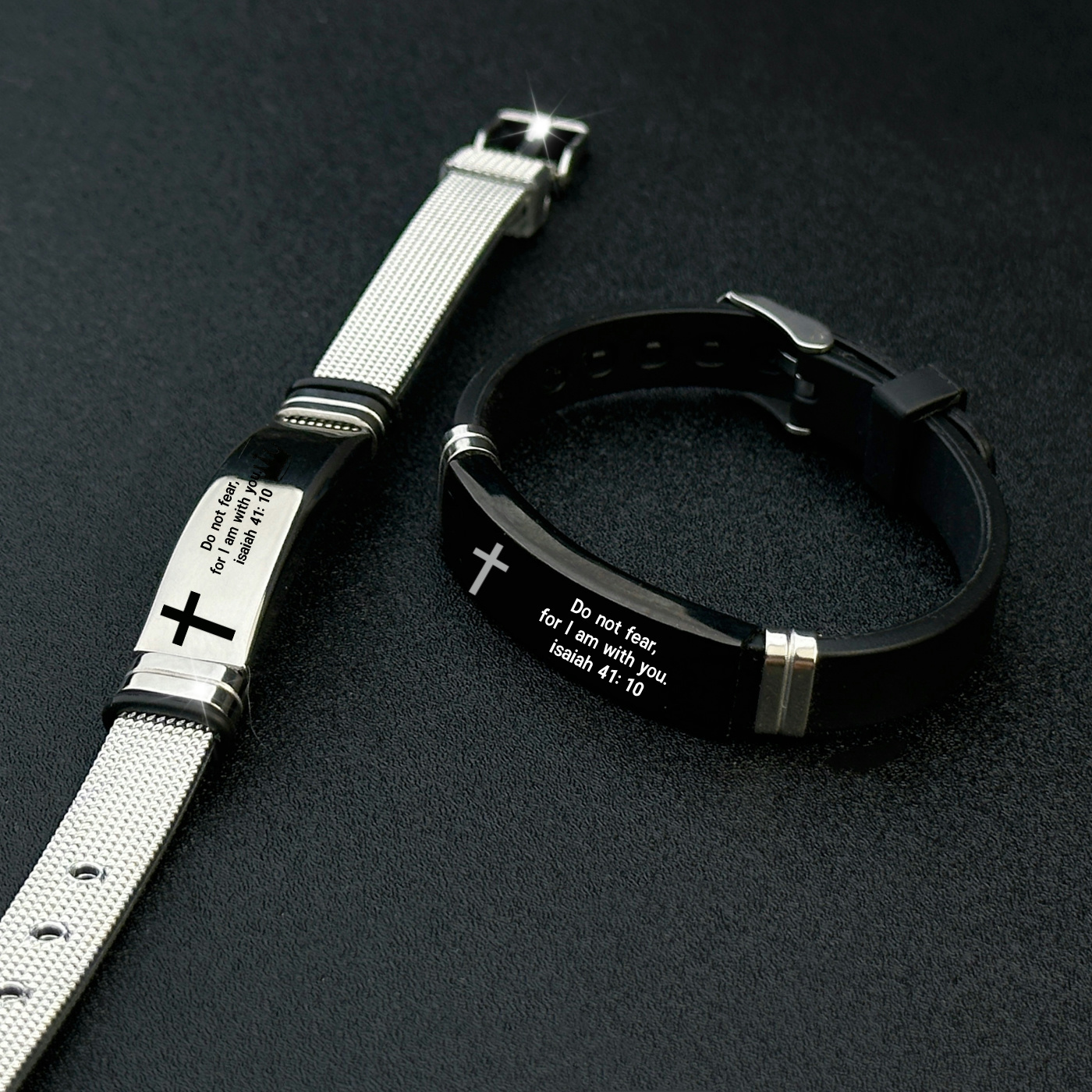2pcs Adjustable Bible Silicone Bracelet Set